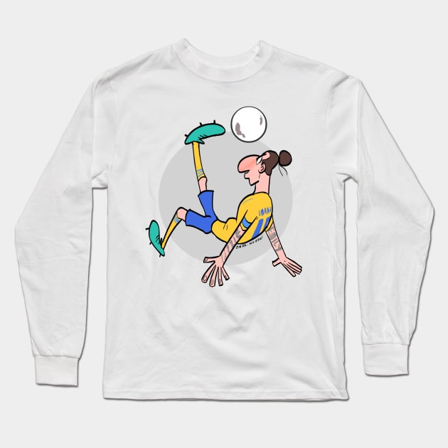 Zlatan Ibrahimovic bicycle kick Long Sleeve T-Shirt by Omar Momani